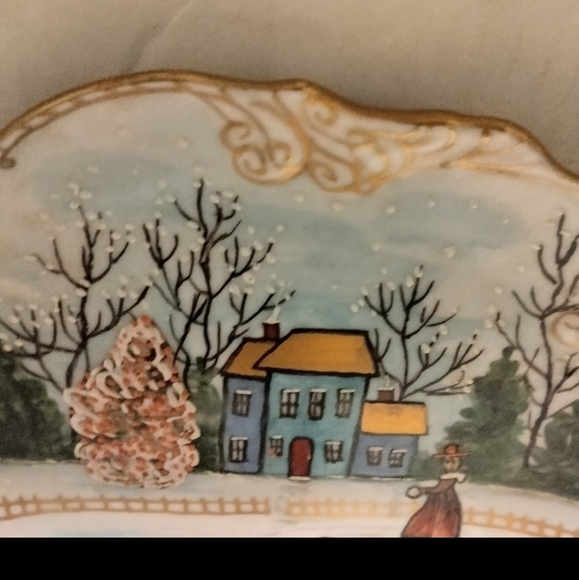 2 vintage Crate Hand Painted Display Wall Decor Plates/Holiday Decor - Picture 9 of 11